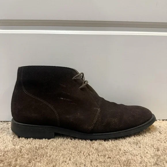 Brooks Brothers 346 Boots Mens Size 9 Brown Suede Chukka Leather Lined Casual