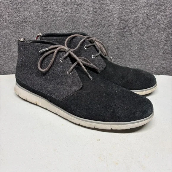 UGG Mens Feli Hyperweave Suede Wool Chukka Boots Black 1018442 Size 14