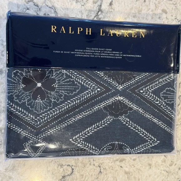 Ralph Lauren Duvet Cover Full Queen Francois Blue Pattern 92x96 Bedding New Tags