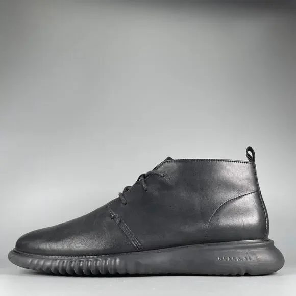 Cole Haan 2.ZeroGrand Men's 9.5 M Chukka Black Leather Chukka Ankle Boots Casual
