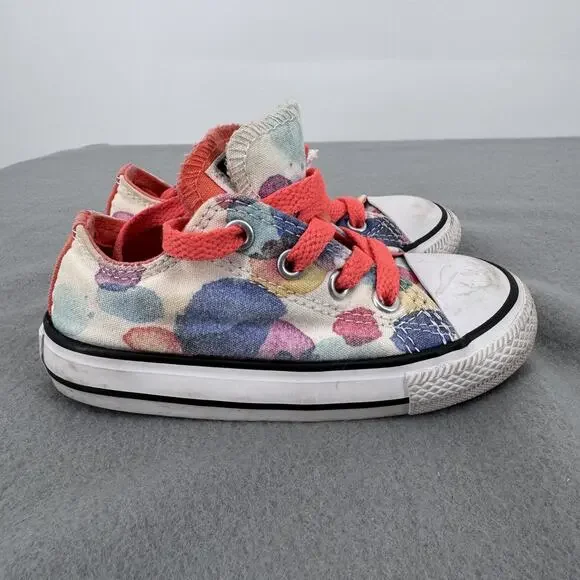 Converse All Star Shoes Infant Size 7 Multicolor Polka Dot‎ Low Top Sneakers