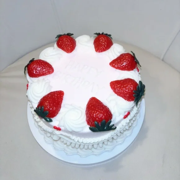 Birthday Strawberry Cake Decoration Prop  - Red Pink and White