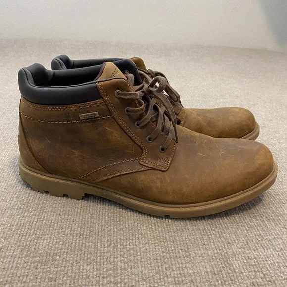 Rockport Boots Mens Size 14 W Brown Leather Chukka Ankle Waterproof V81619