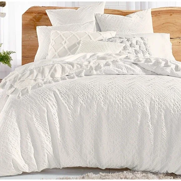 Lucky Brand Home White Duvet Set 2 Shams Taos Mateless King Country Cottage