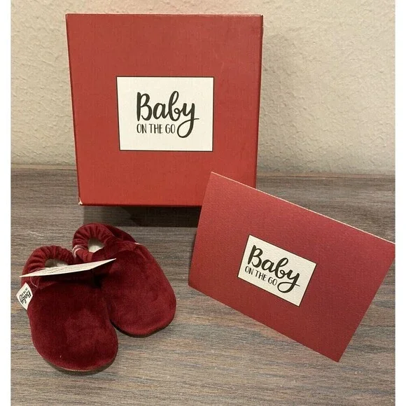 Baby On The Go First Steps Slip-On Moccasins Shoes Christmas gift red velvet 3.5