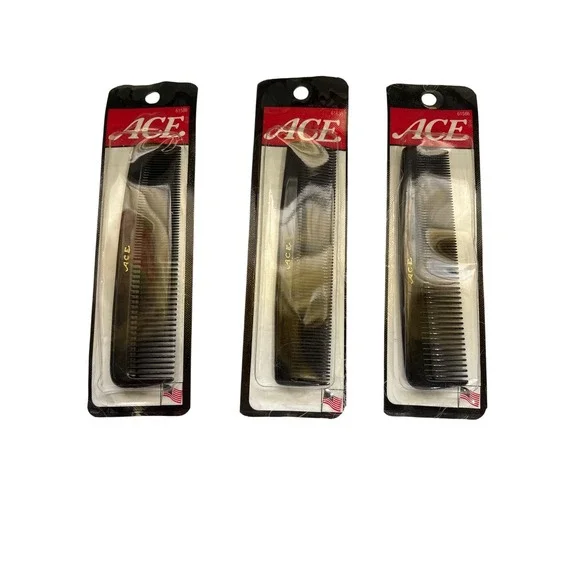 ACE‎ Pocket Comb Bulk Lot of 3 Black Hair Combs Mens Grooming New in Package
