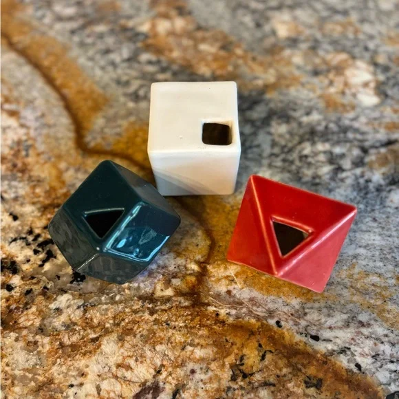 Set of Three West Elm Geometric Vases