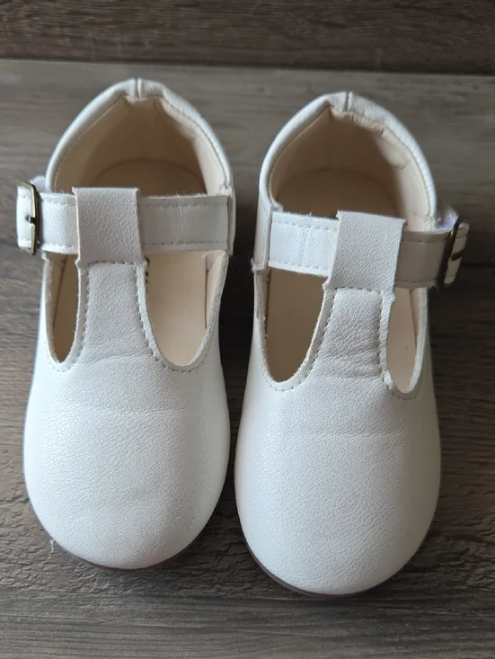 MECKIOR Kids White T- Bar Dress Shoes Msry Janes Size 26/ US 9 Toddler