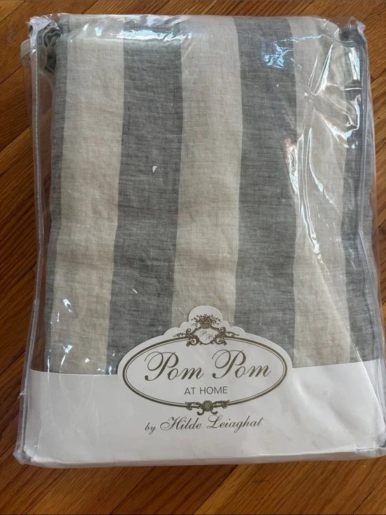 $699 POM POM At Home topanga King Duvet Cover natural/olive 100% Linen New