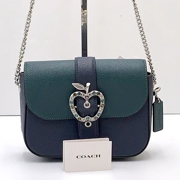 COACH Gemma Crossbody In Colorblock With Apple Buckle Forest Midnight Navy color