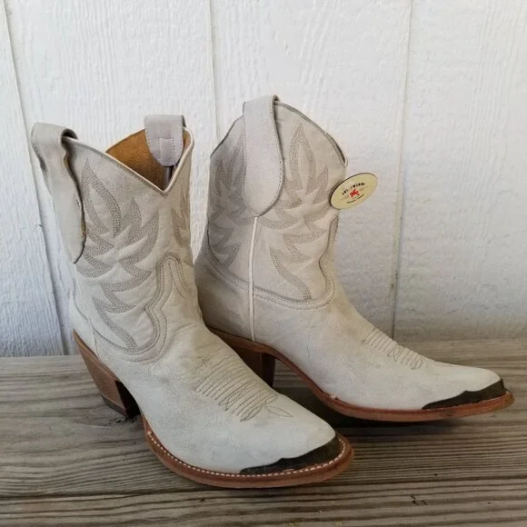 Idyllwind Wheels Womens Bone Leather Cowboy Western Booties 8 B BIWFA24L20