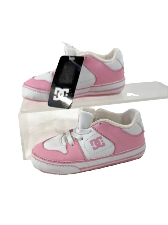 DC SHOES Baby Toddler Sneakers Girls Size 3 Pink & White
