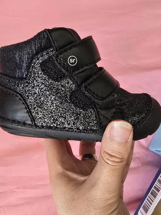 Stride Rite Black Glitter Hook-and-Loop Baby Boots Sneakers