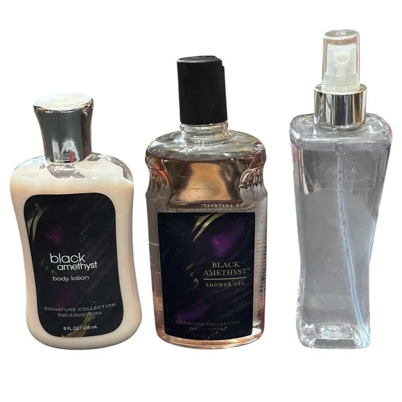 Bath & Body Works Black Amethyst Body Lotion Shower Gel Fragrance Mist Lot 3pc