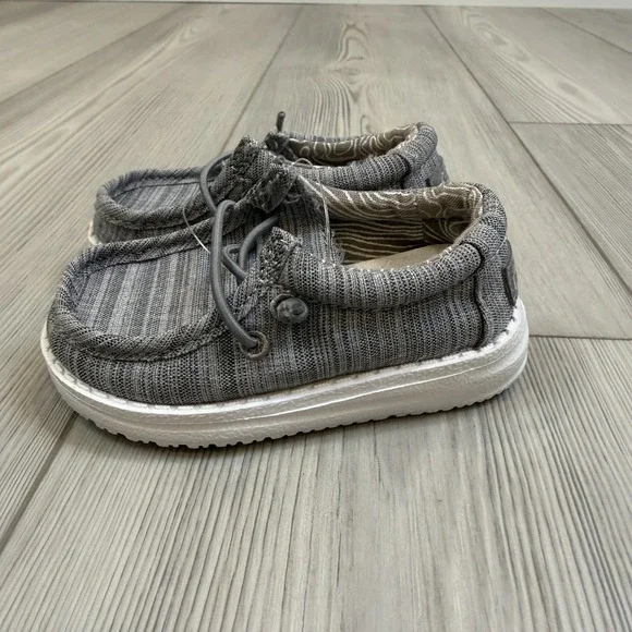 Hey Dude Wally Toddler Gray Linen Size‎ C5 Shoes Slip
