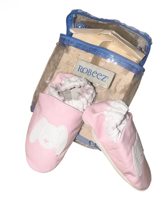 NIP 🐰NEW💥 ROBEEZ Bunny soft sole baby girls shoes size 18-24 months 5 5.5 6