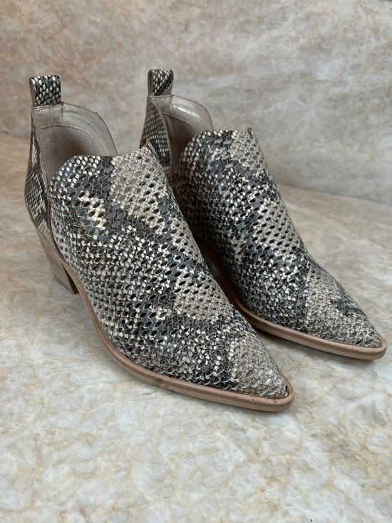 Dolce Vita Snake-Print Pointed Ankle Booties in Neutral Tones