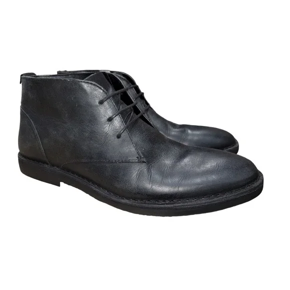 Aiden & Mason Men's Vivialdi Black Leather Chukka Dress Boots Size 10.5