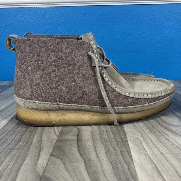 Clarks Originals Men's Wallabee Boots Suede & Wool Chukka Grey Brown US 11 UK 10