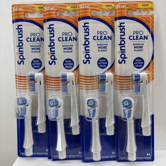 Spinbrush Pro Clean Replacement Brush Heads Lot of 4 Packs 8 Heads New Sealed