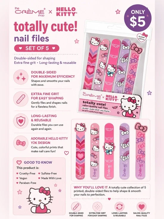 The Creme Shop x Hello Kitty Set of 5 Decorative Nail Files
