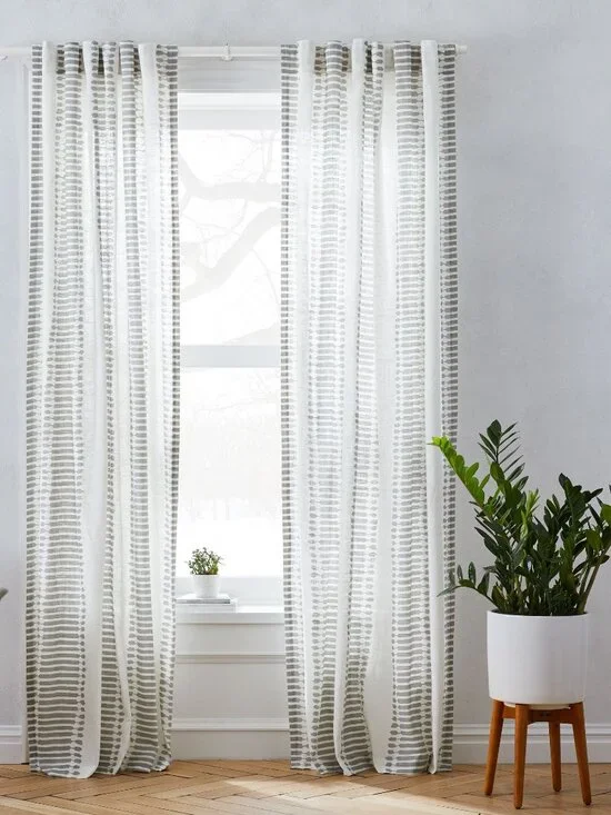 West Elm Modern Striped Ikat Curtain Set