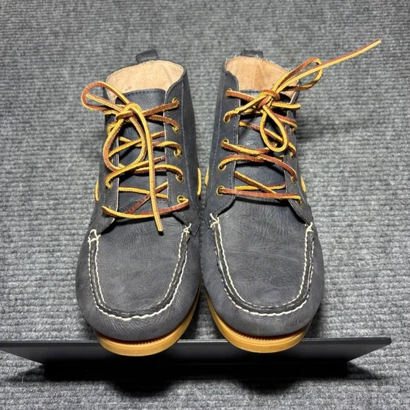 Polo Ralph Lauren Mens Barron Leather Chukka Boat Boots Navy Blue 10.5D 14557