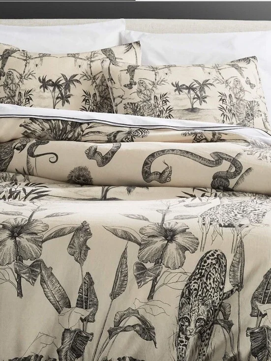 Exclusive Best seller Midnight Jungle Linen King Duvet Cover,$329.00