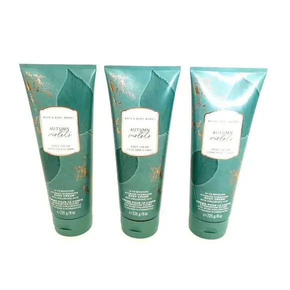 Bath and Body Works AUTUMN VIOLETS Shea Butter‎ Body Cream 8 fl.oz. Set Of 3