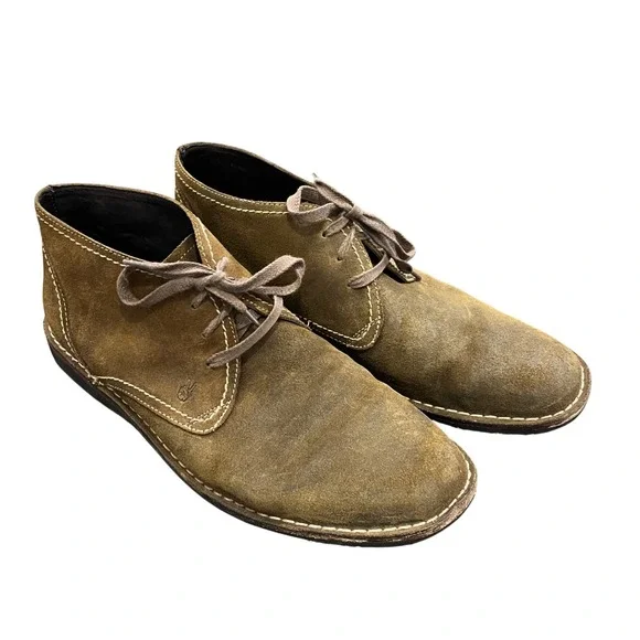 John Varvatos USA Suede‎ Hipster Chukka Boots Olive Brown Distressed Men's 12 M