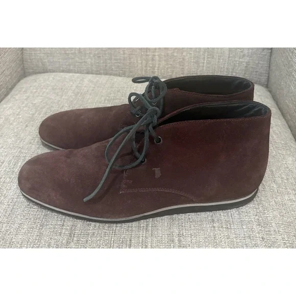 Tod's Men's Burgundy/Brown Suede Chukka Desert Ankle Boots Sz 9