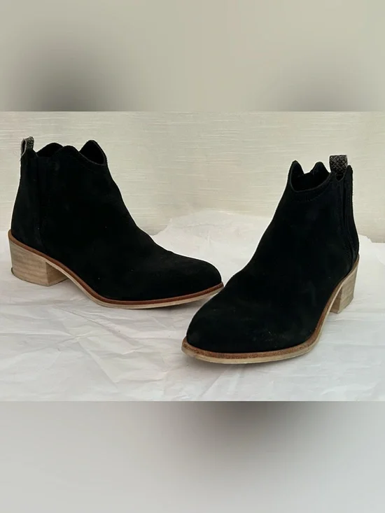 Crevo Black Suede Chukka Boots with Stacked Wood Heel