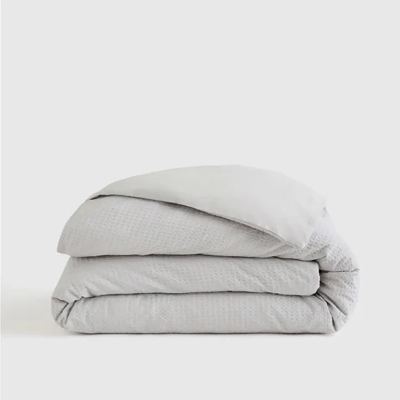 QUINCE Organic Luxe Waffle Duvet Cover Full/Queen Light Gray