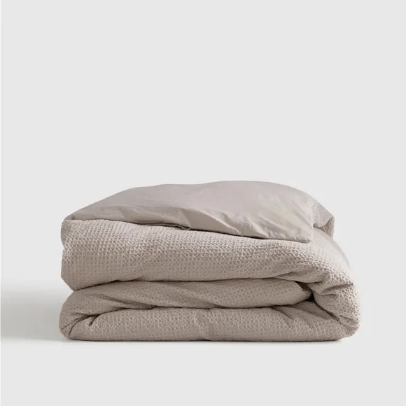 QUINCE Organic Luxe Waffle Duvet Cover King/Cal King Sand
