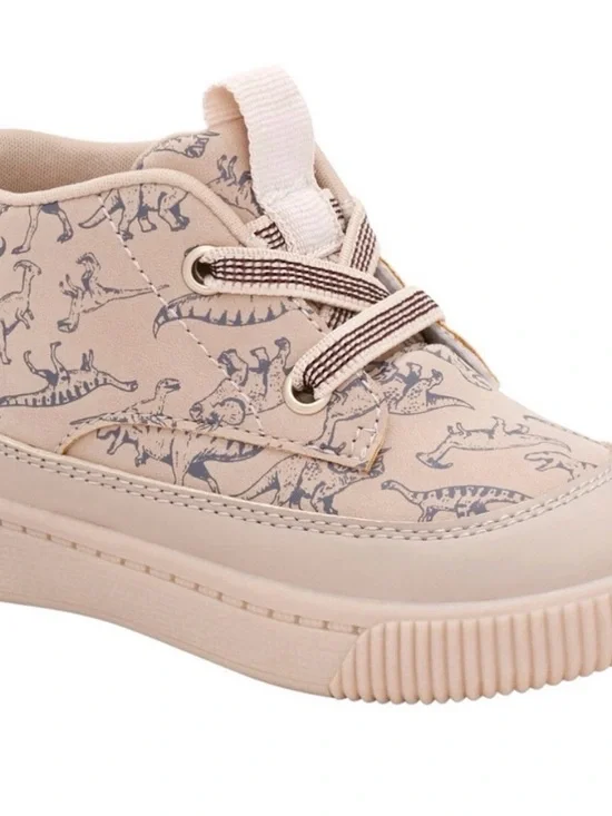 Carter's Beige Sneakers with Gray Dinosaur Print