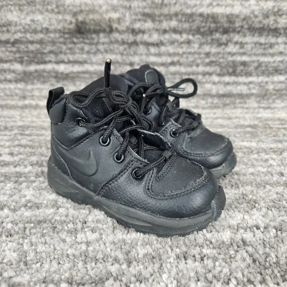 Nike Manoa Leather Toddler Boot Black Lace Up Ankle‎ BQ5374-001 Size 6C Shoes