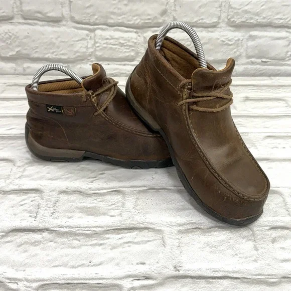 Twisted X Chukka Driving‎ Moc Boots Mens 6.5 M Brown Leather Barn Chore WDMCTM1