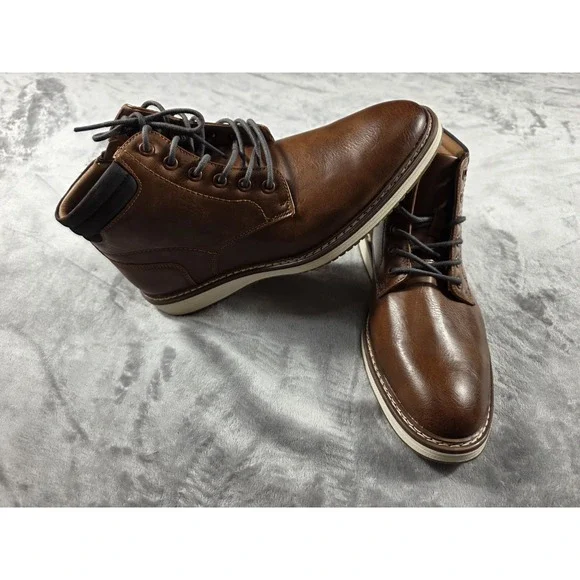 STEVE MADDEN P-Jelen Men's SIZE 8‎ Chukka Boot Brown / Cognac Ankle Zipper NIB