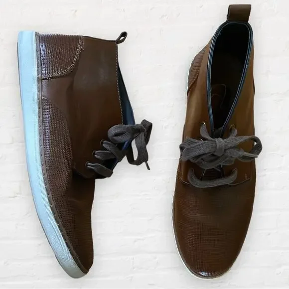Aldo mens brown faux leather chukka boots