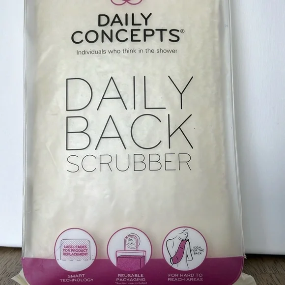 Daily Concepts. Organic biodegradable vegan daily back scrubber reusable package