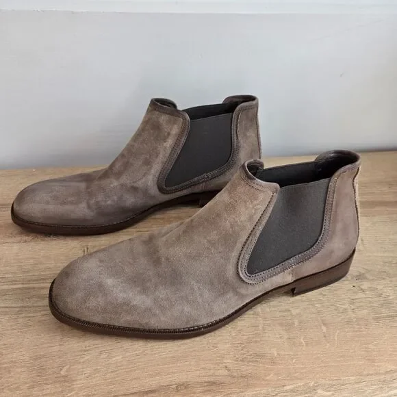Johnston & Murphy Collection Hartley Chelsea Boots Suede Mens Sz 10M Taupe Brown