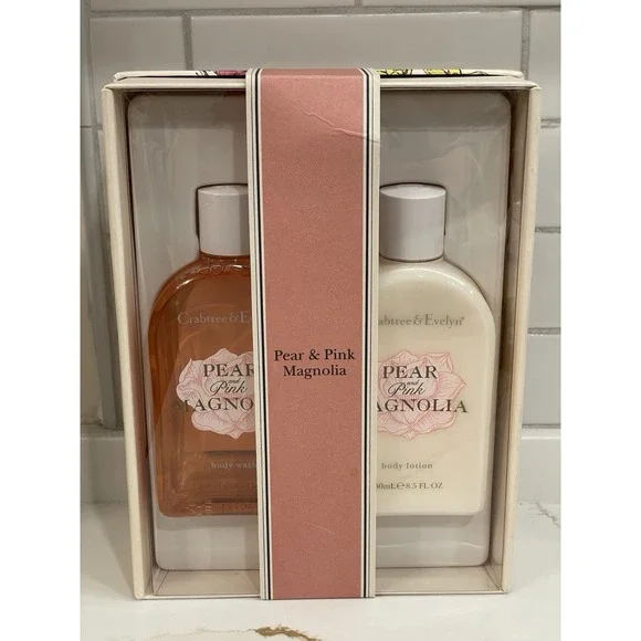 Crabtree & Evelyn Pear & Pink Magnolia Body Wash‎ & Body Lotion 8.5 fl oz New