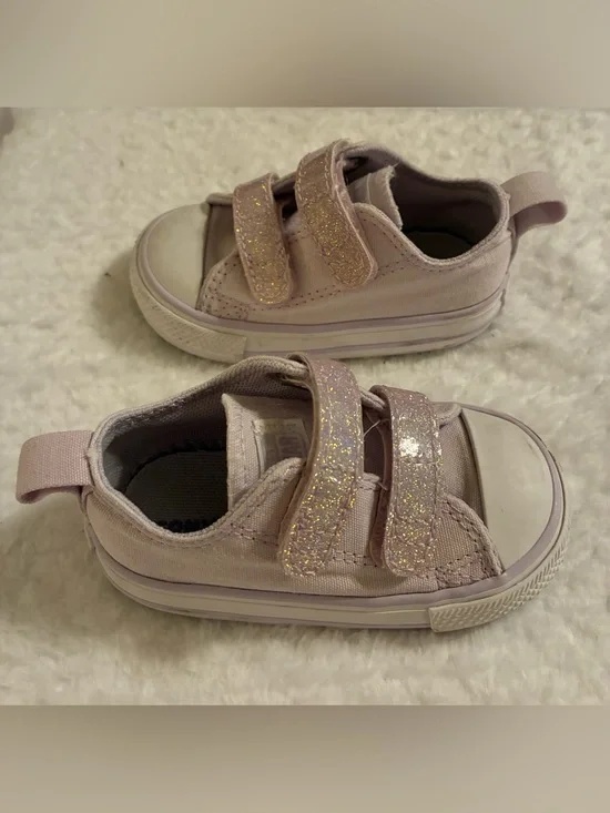 Converse All-Star Toddler Baby Sz 4 Disco Glitter Sneakers Lilac Purple Violet