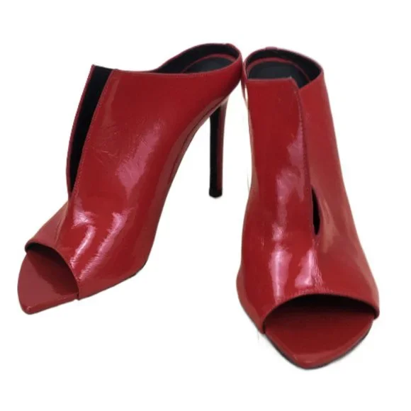 Jeffrey Campbell Shiny Red Peep Toe Booties 6
