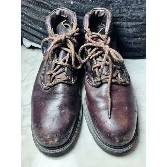 Vintage RED WING Brown Leather‎ Chukka Boots Size 9.5 D Made in USA Steel Toe