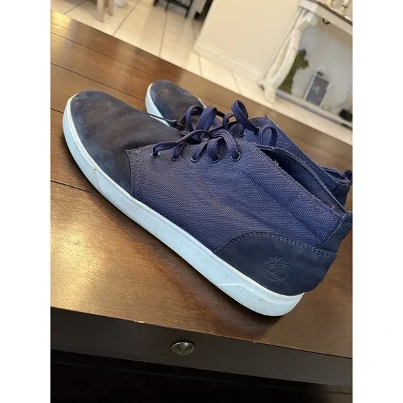 Men's Sz 10 TIMBERLAND Navy Davis Square Suede Men's Chukka/Hiking Sneakers EUC