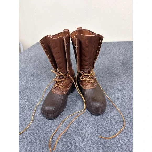 50s/60s Vintage LL Bean Maine Hunting Duck Boots Leather Rubber Lace Up Mens 8M‎