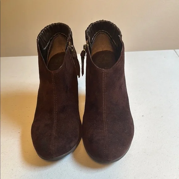 LOFT Brown Ankle Booties with Chunky Heel