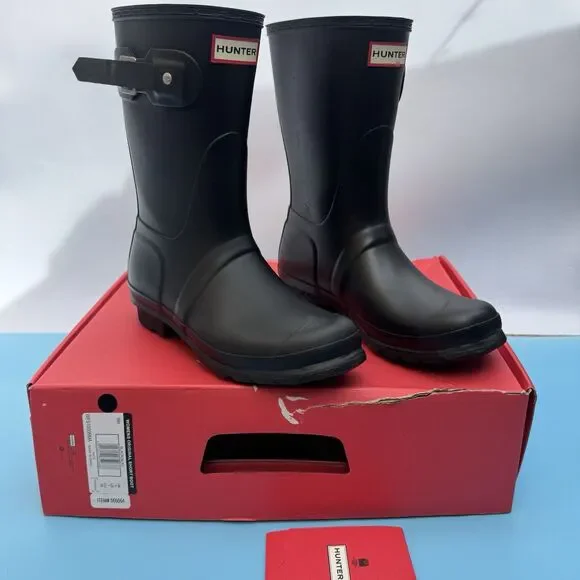 Hunter Women's Black Original Short Rain Boots Winter Waterproof Boots Sz 7