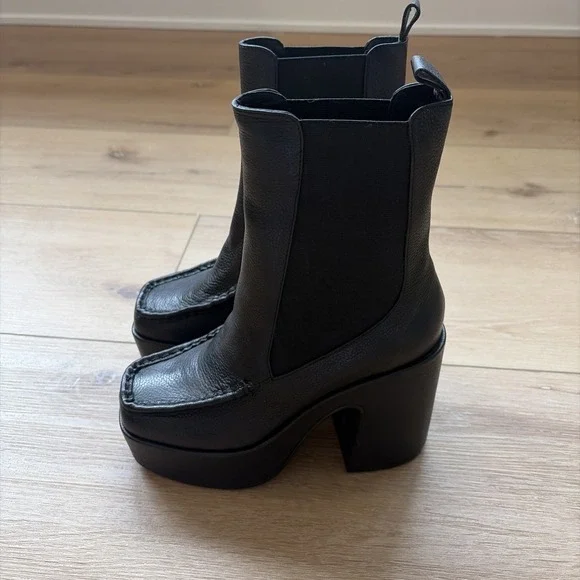 Intentionally Blank Celeste Leather Chelsea Platform Boots Sz 6‎ Black Y2K Style